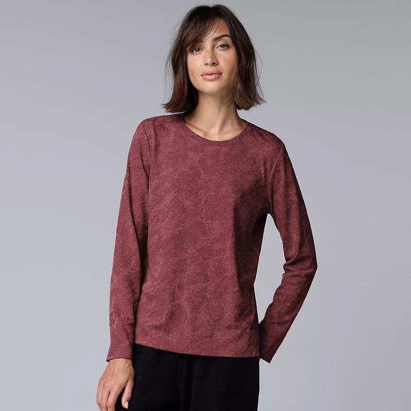 Women's Simply Vera Vera Wang Long Sleeve Crew Neck Tee, Size: XXL, Quiet Storm Grey Product Image