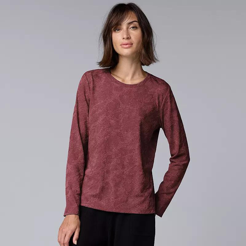 Women's Simply Vera Vera Wang Long Sleeve Crew Neck Tee, Size: XXL, Quiet Storm Grey Product Image