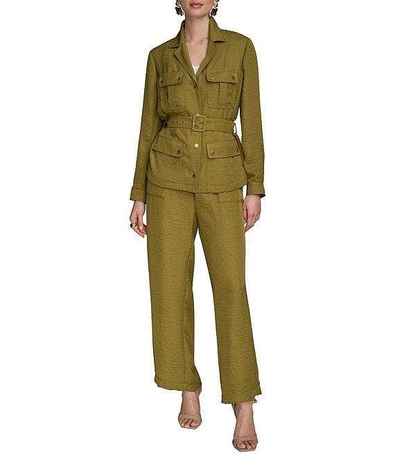 Donna Karan Ripple Twill Wide Leg Paper Bag Waist Pants Product Image