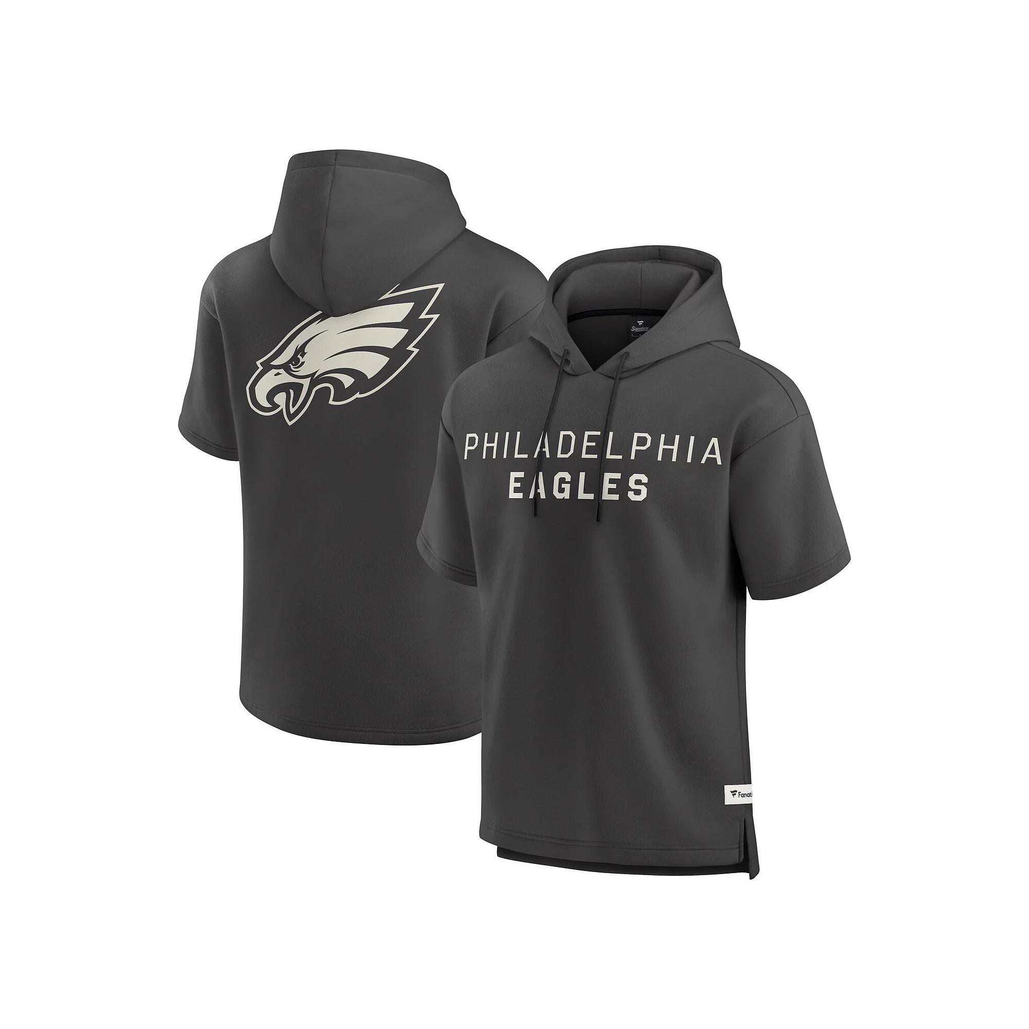 Men's Fanatics Charcoal Philadelphia Eagles Elements Future Ground Lettering Short Sleeve Pullover Hoodie, Size: 4XL Product Image