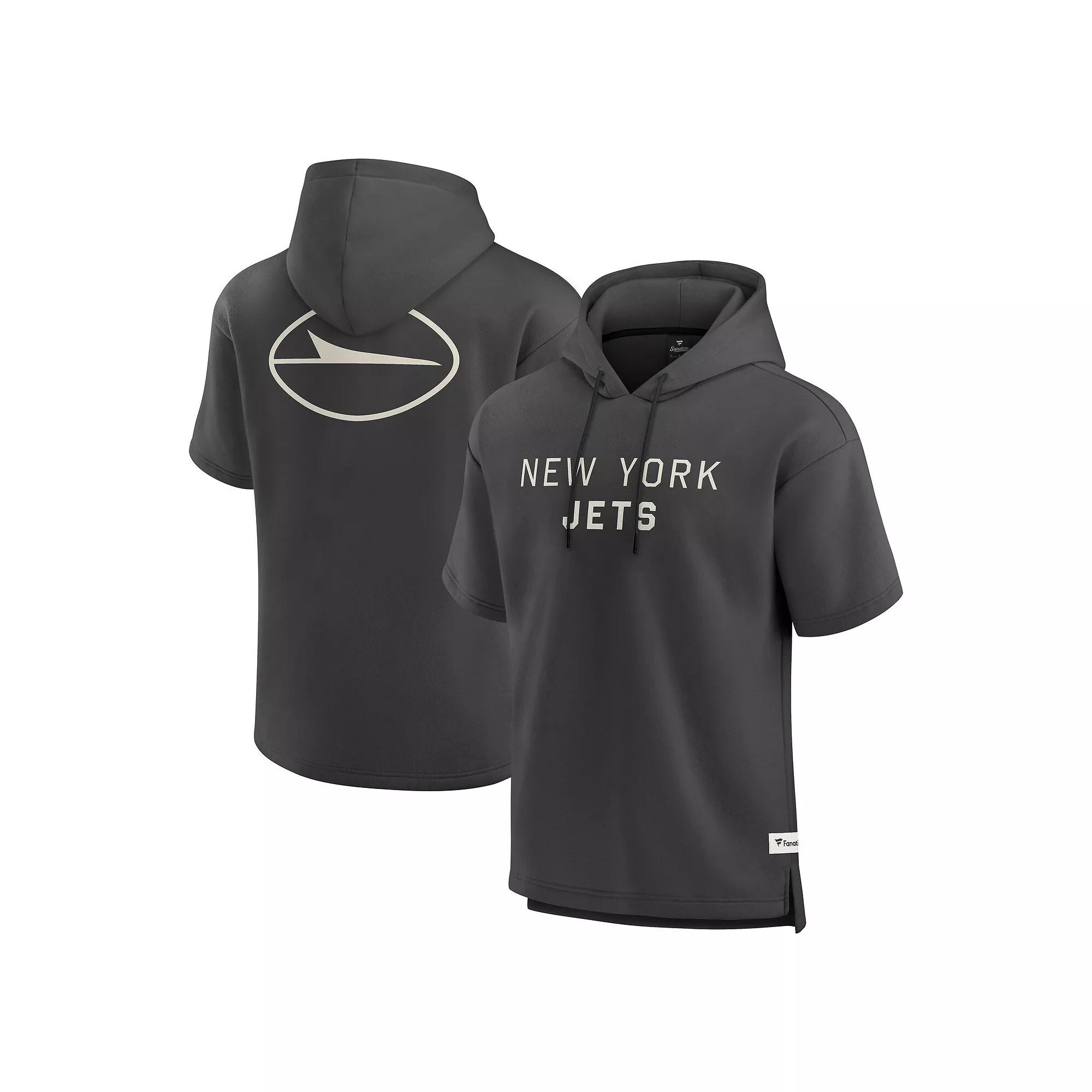 Men's Fanatics Charcoal New York Jets Elements Future Ground Lettering Short Sleeve Pullover Hoodie,  Product Image