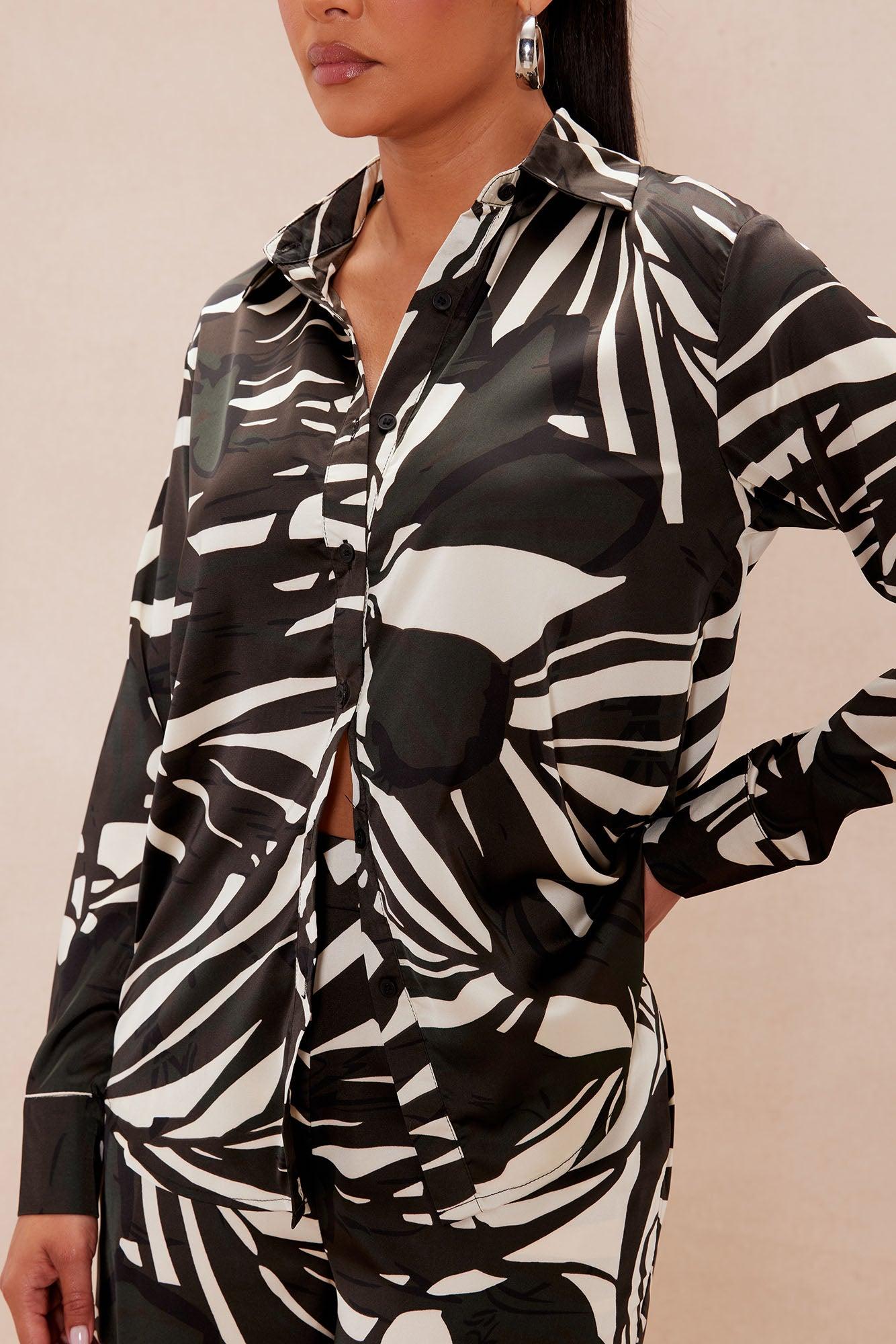 Sasha Satin Pant Set - Black/combo Product Image