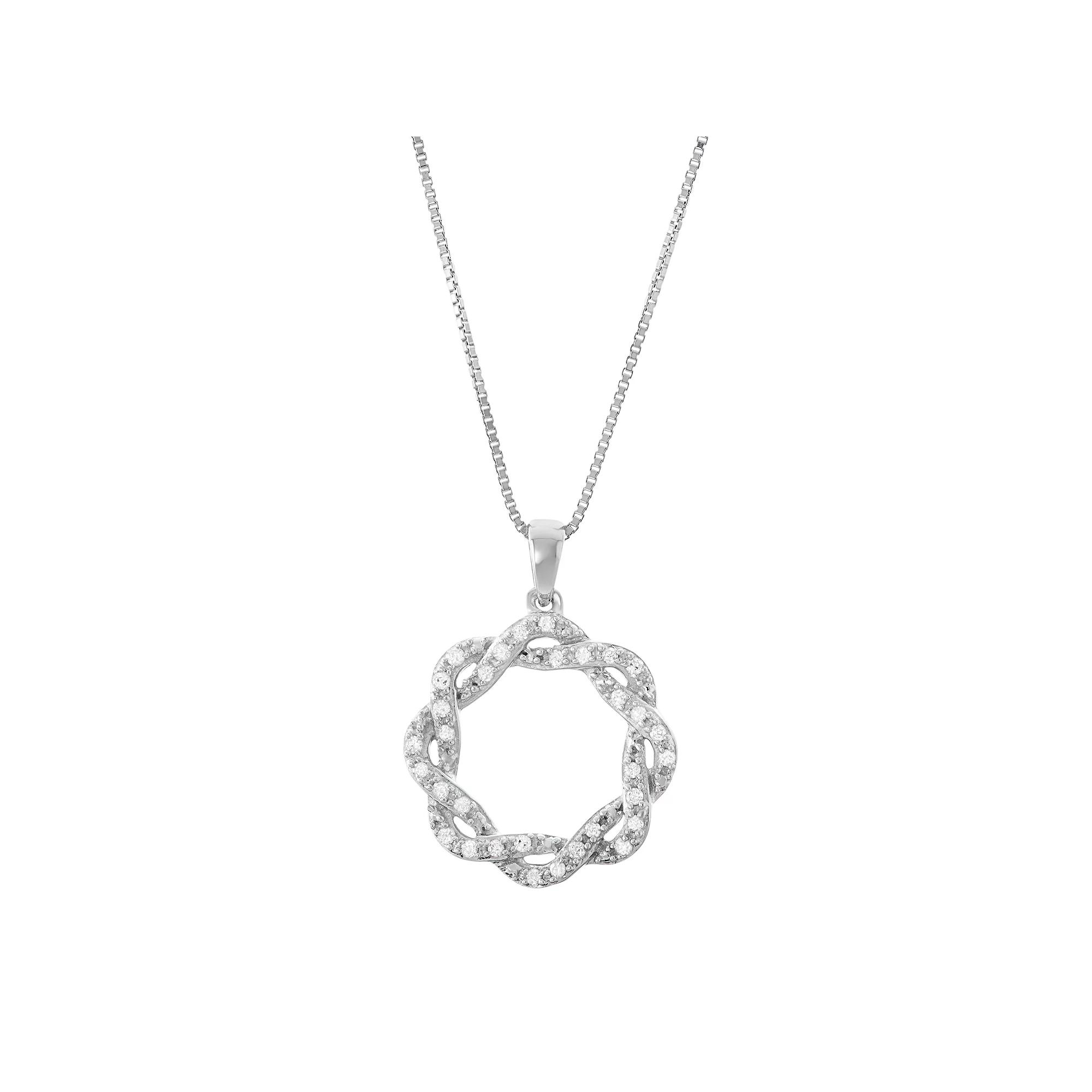 Sterling Silver 1/6 Carat T.W. Diamond Intertwined Pendant Necklace, Women's, Size: 18", White Product Image