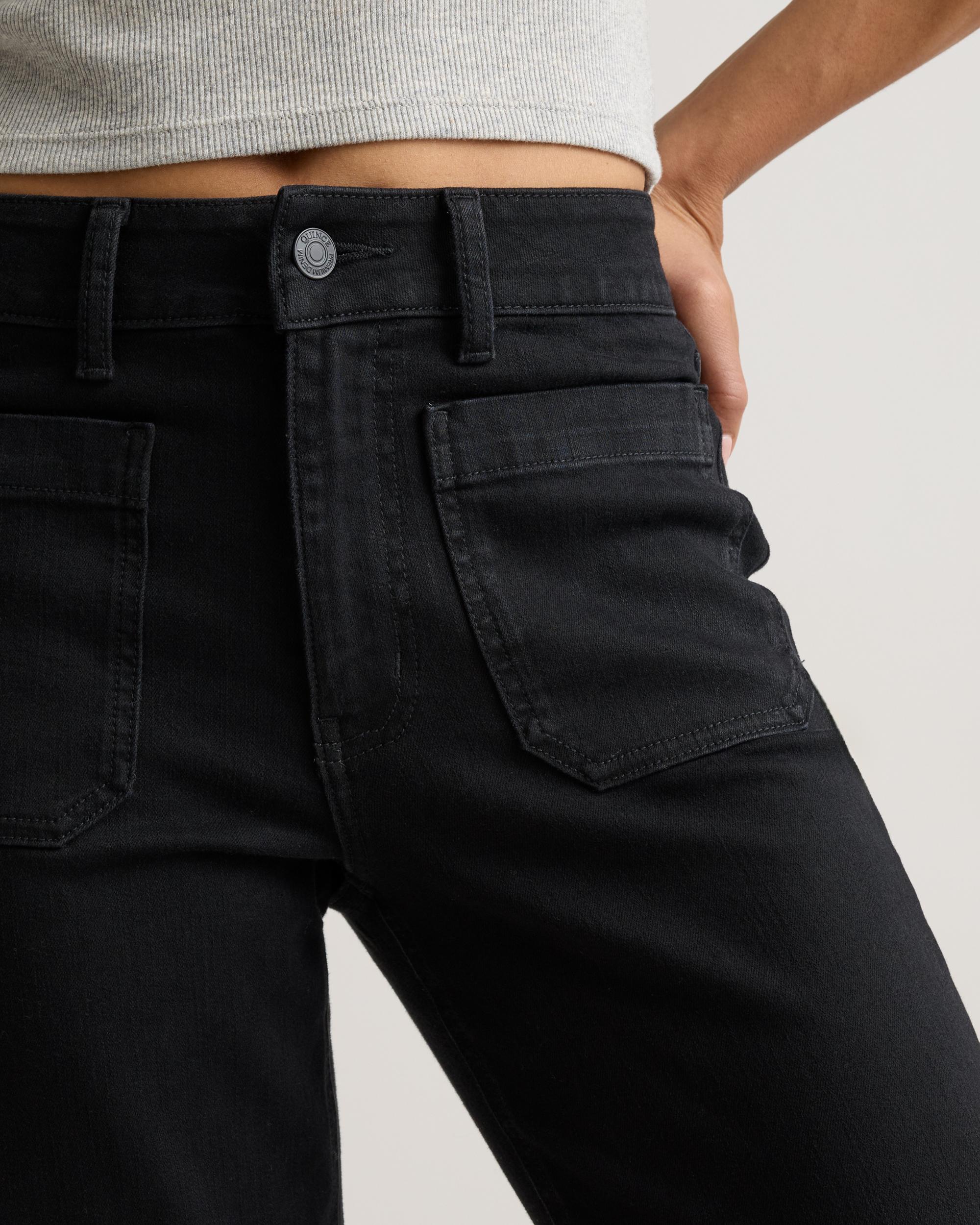 Quince | Women's Bella Stretch Patch Pocket Wide Leg Jeans Organic Cotton Product Image