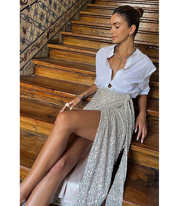 Never Fully Dressed Jaspre Wrap Sequin Skirt Product Image