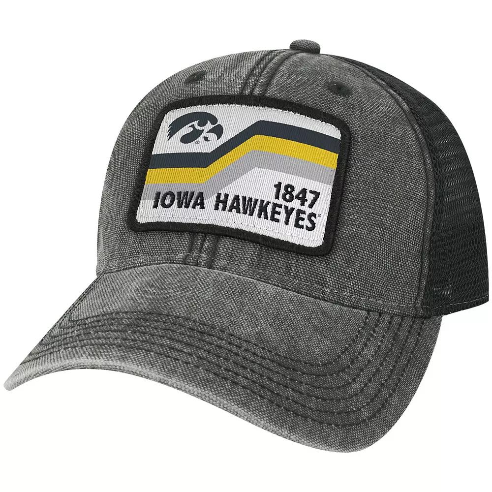 Men's Black Iowa Hawkeyes Sun & Bars Dashboard Trucker Snapback Hat Product Image