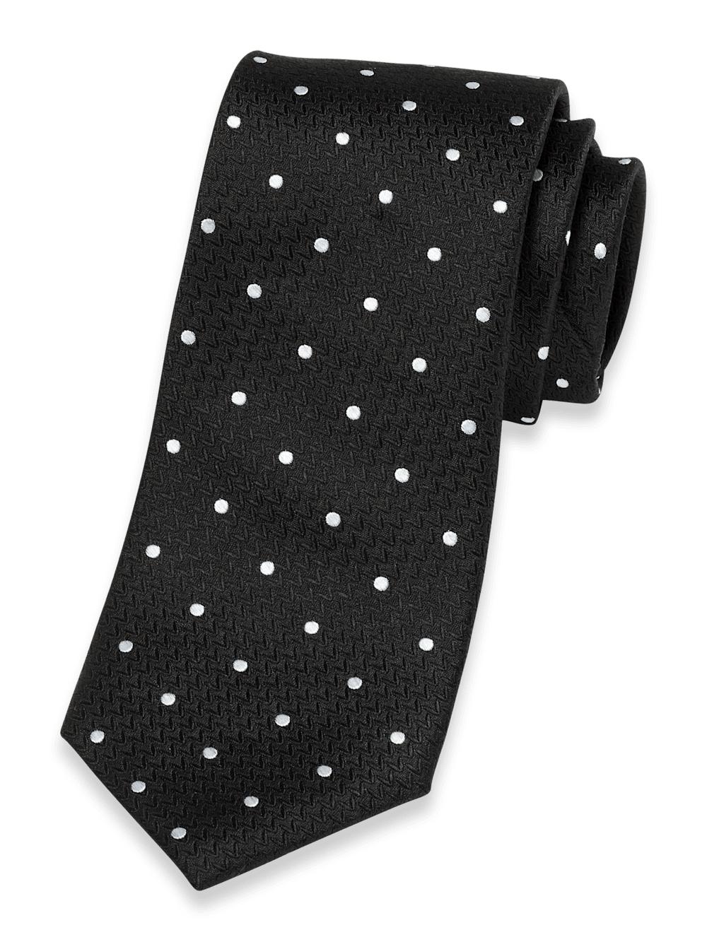 Dot Woven Silk Tie - Black Product Image