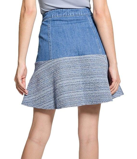 Guess Elsie High Rise Tweed Mix Coordinating Denim Skirt Product Image