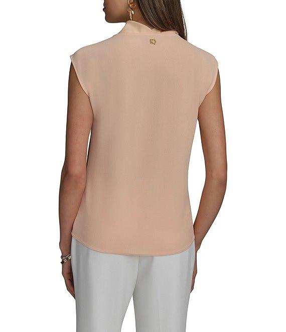 Donna Karan Mixed Media Cowl Neck Cap Sleeve Top Product Image