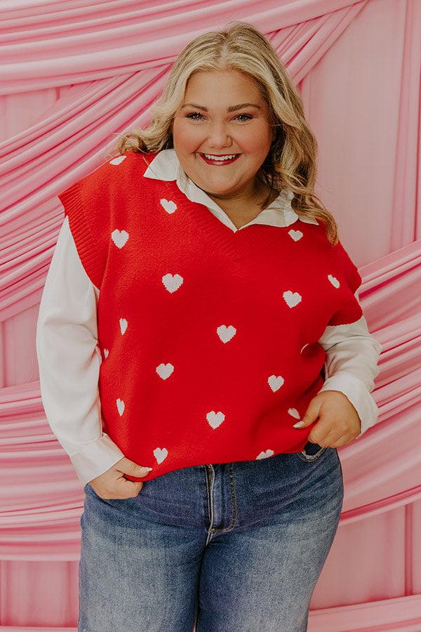 Hugs And Kisses Vest Top in Red Curves Product Image