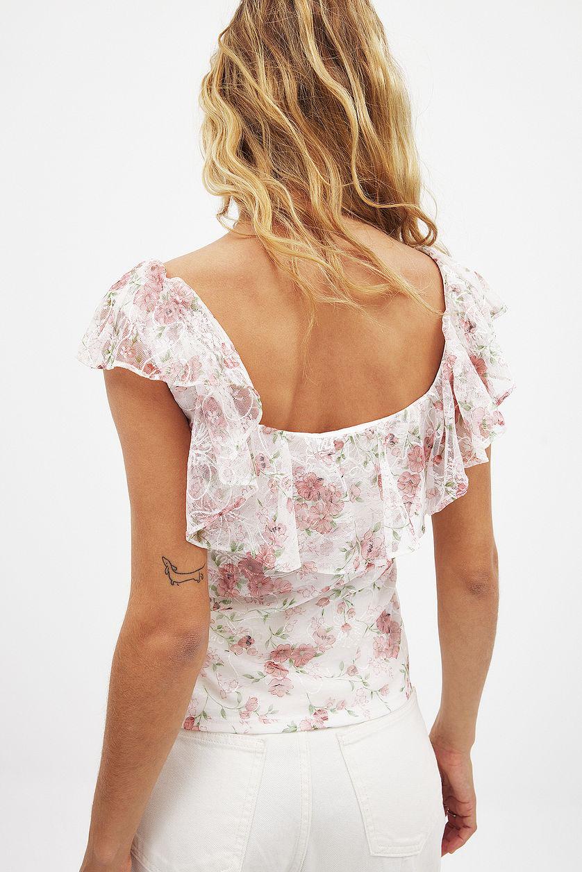Flounce Sleeveless Lace Top Product Image