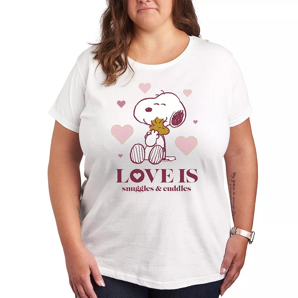 Plus Peanuts Snoopy & Woodstock Snuggles And Cuddles Graphic Tee, Women's,  Product Image