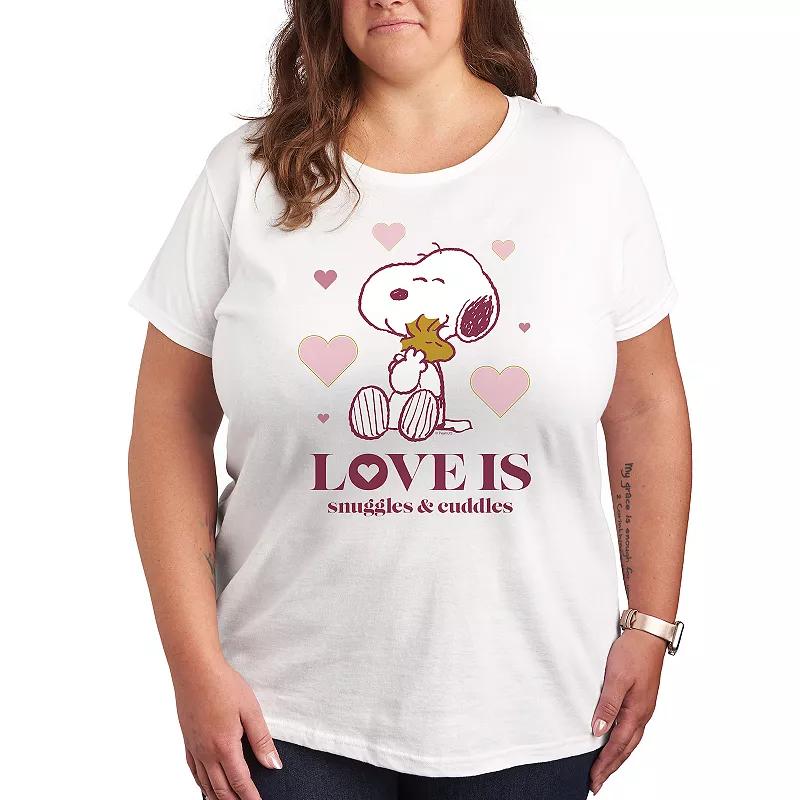 Plus Peanuts Snoopy & Woodstock Snuggles And Cuddles Graphic Tee, Women's,  Product Image