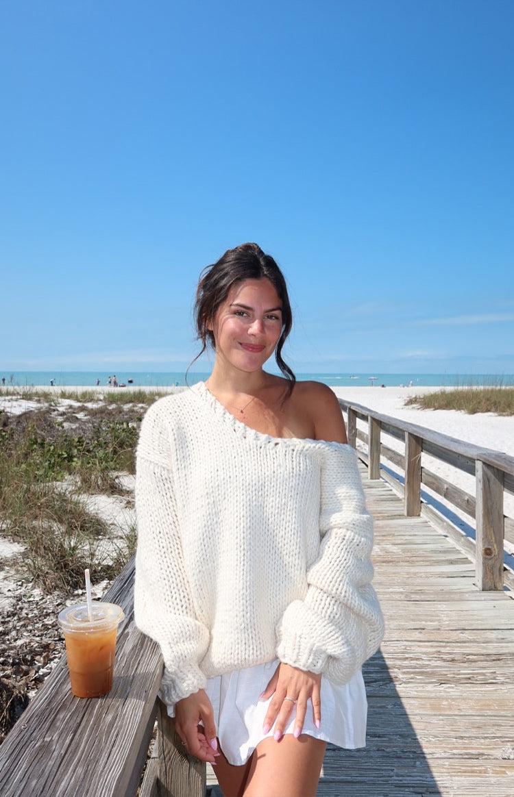 Delvey Cream Chunky Knit Sweater Product Image