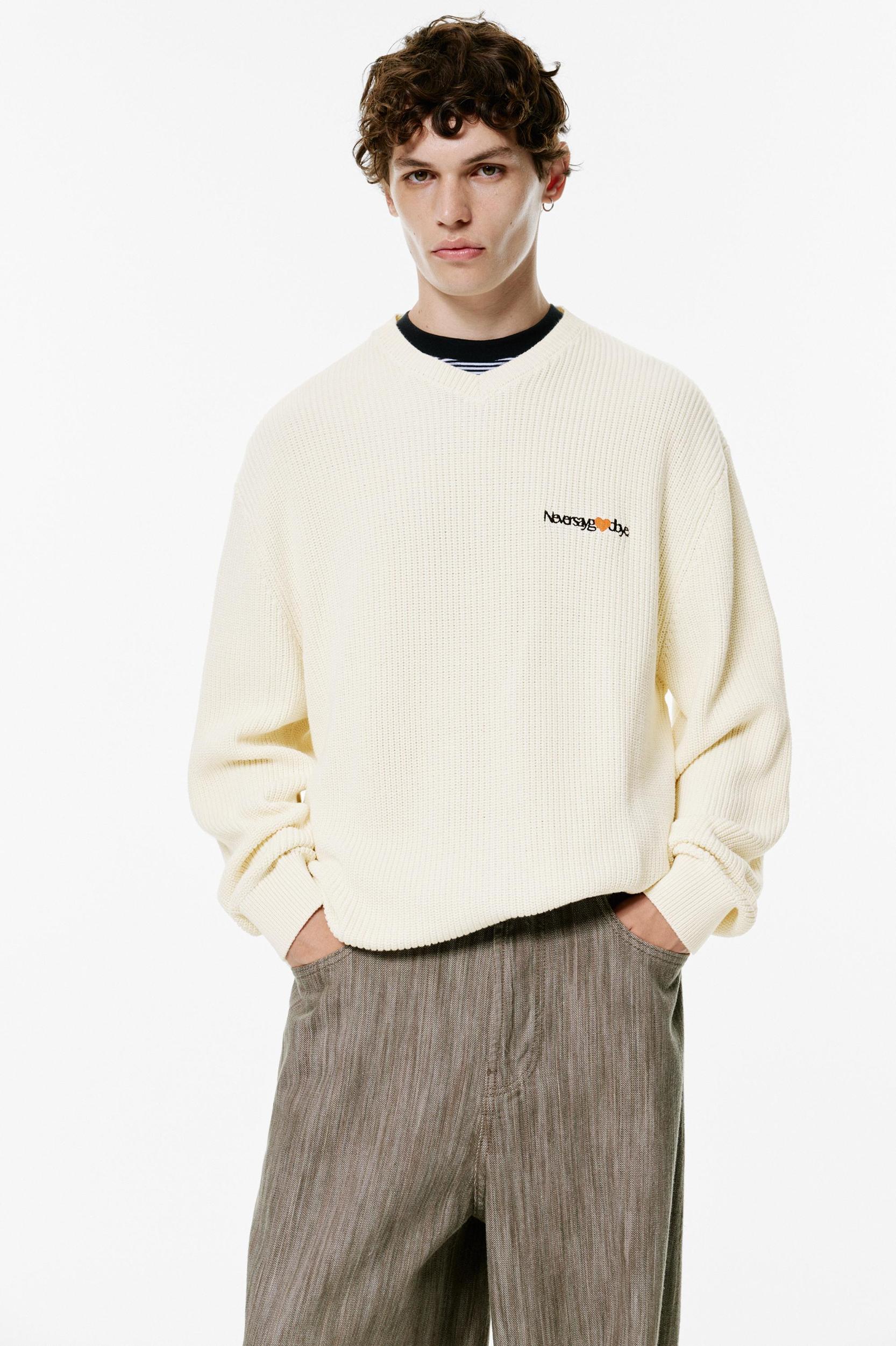 Knit jumper with embroidered text Product Image