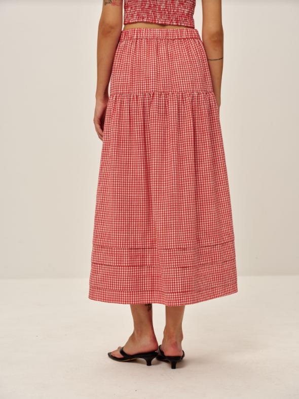 Elodie Jamie Midi Skirt Red Gingham Product Image
