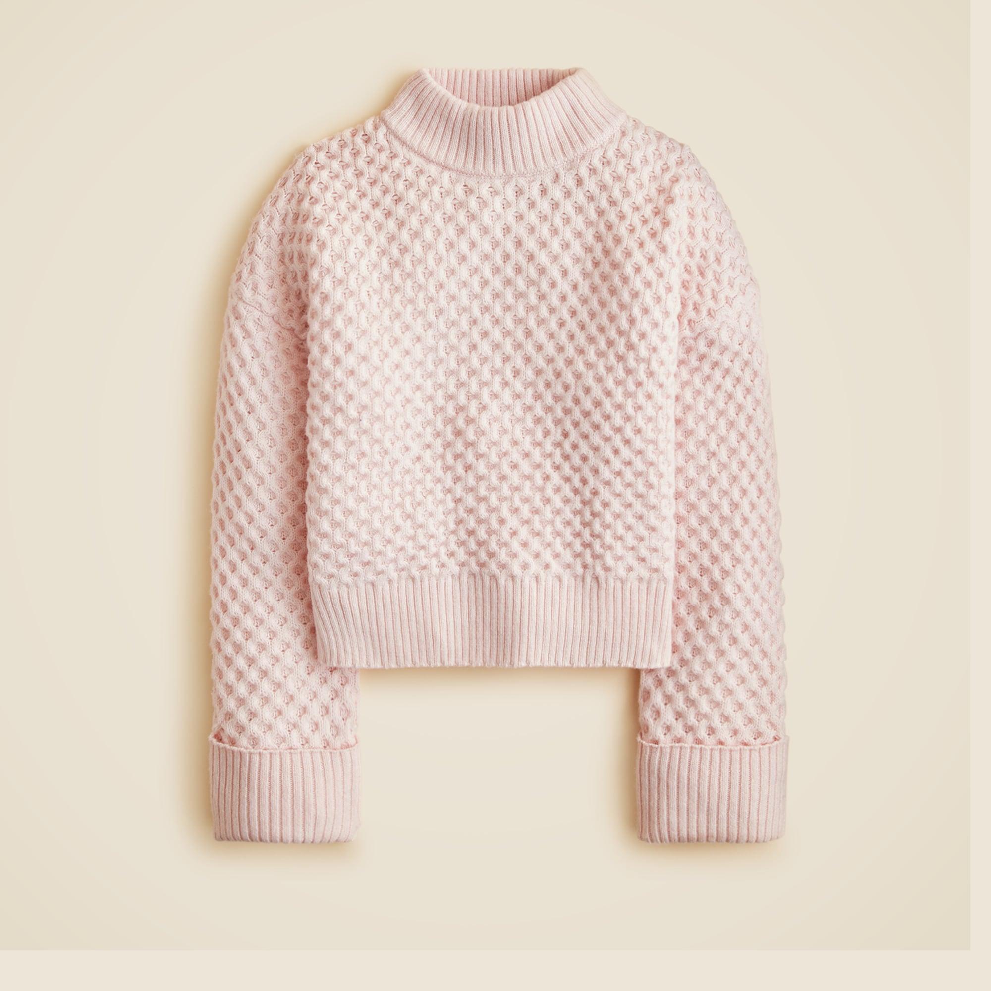 Honeycomb mockneck sweater in wool blend Product Image