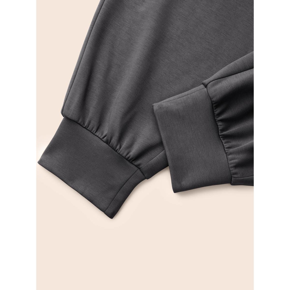 Plus Size Solid Elastic Waist Carrot Pants Women DimGray Casual Mid Rise Everyday Pants BloomChic 18-20/2X Product Image