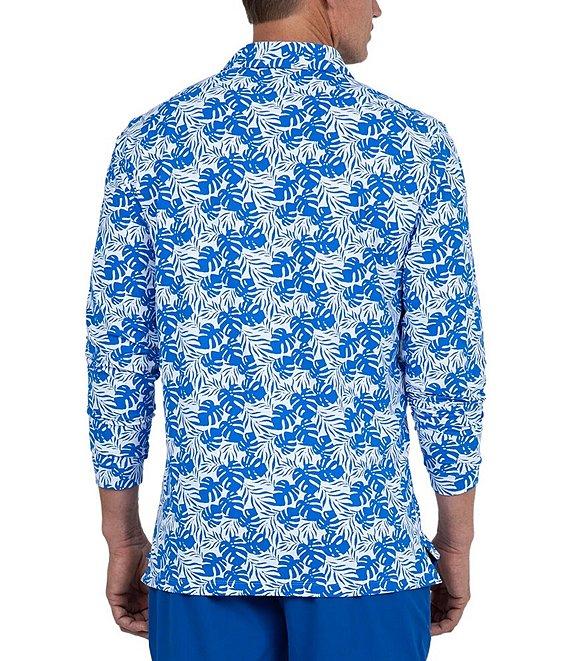 IBKUL Tropical Print Long Sleeve Polo Shirt Product Image