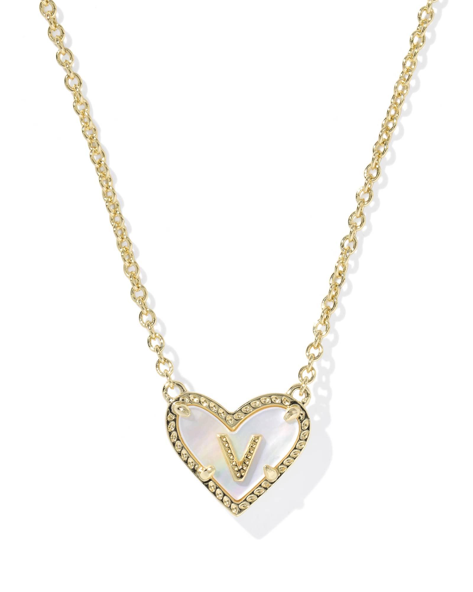 Ari Heart Letter X Gold Short Pendant Necklace Product Image
