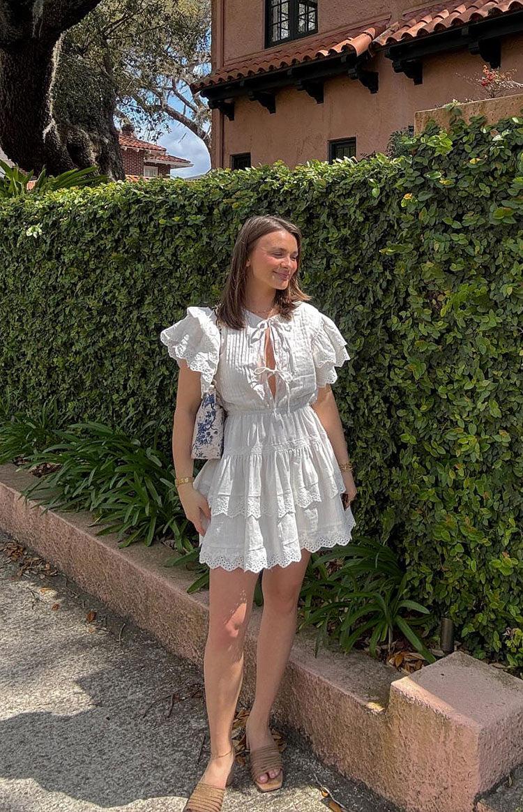 Savannah White Mini Dress Girls Product Image