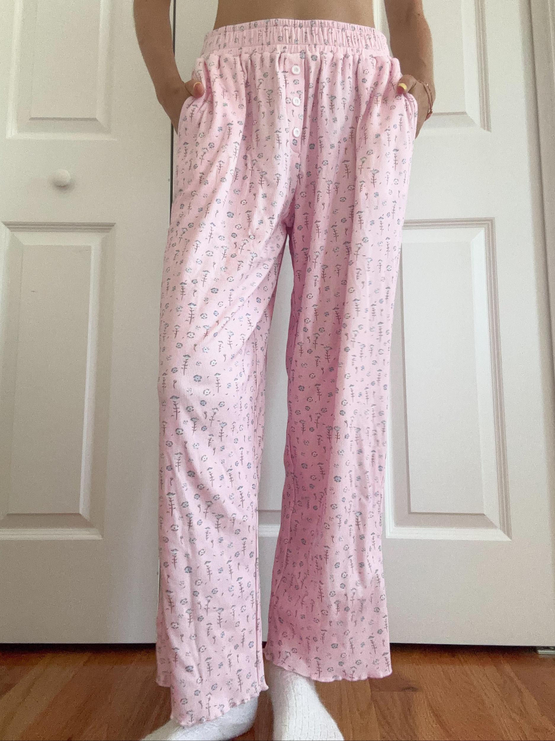 Light Pink Ditsy Floral Long Sleeve Pajama Top Product Image