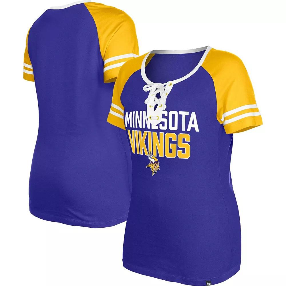 Women's New Era Purple Minnesota Vikings Raglan Lace-Up T-Shirt,  Product Image