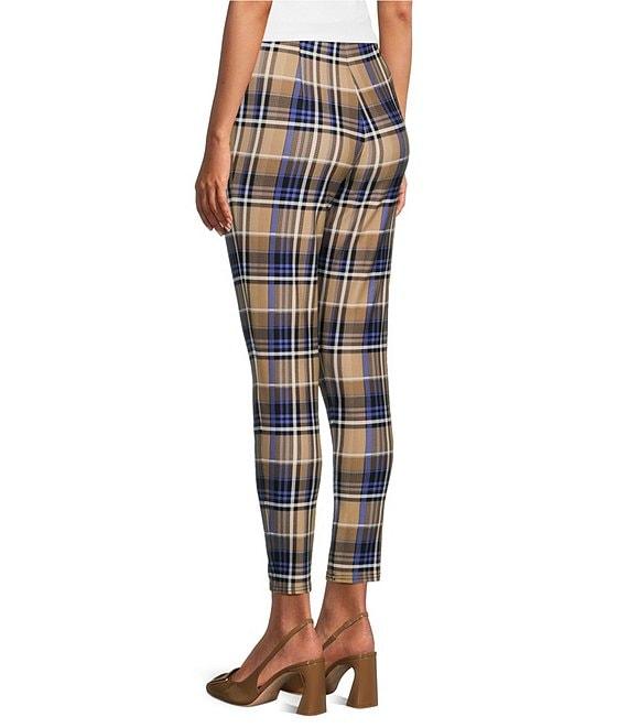 Slim Factor by Investments Ponte Knit Tannin Plaid No Waist Skinny Leg Leggings Product Image