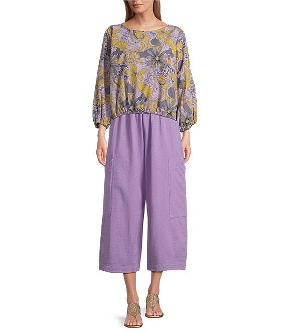 Bryn Walker Organic Poplin Gianna Floral Round Neck Long Sleeve Shirt Product Image