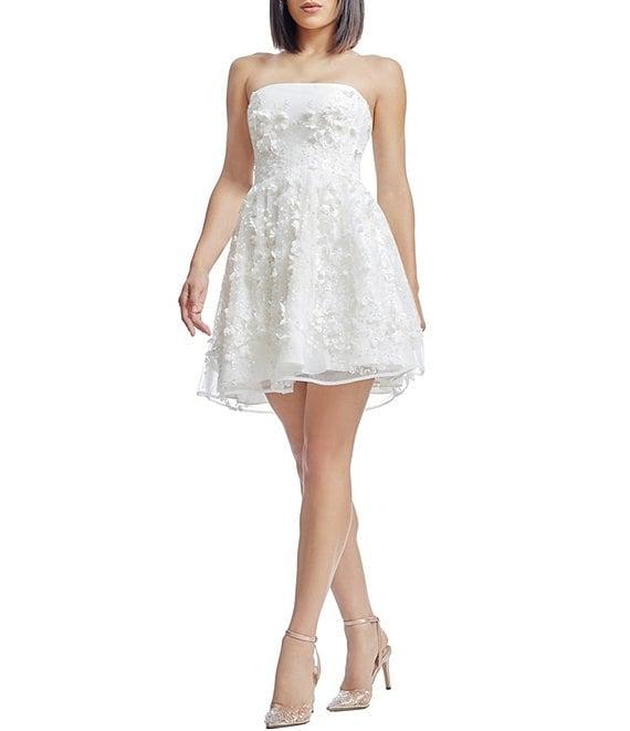 Dress the Population Marilyn Strapless 3D Applique Sequin Mesh Fit & Flare Mini Dress Product Image
