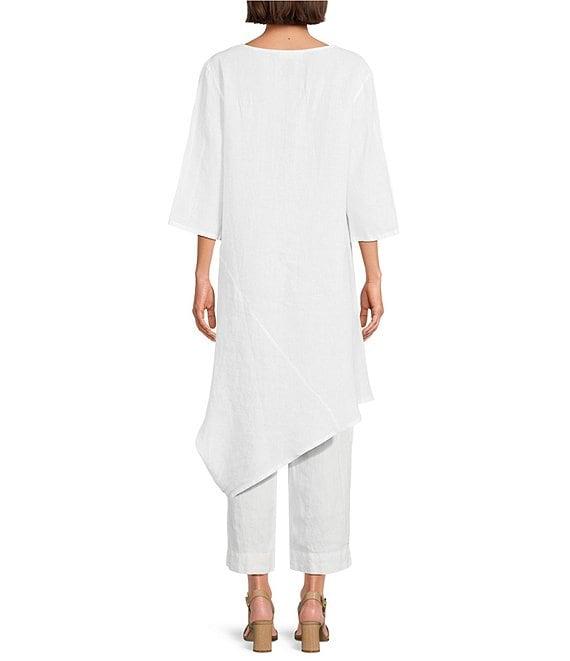 Bryn Walker Nadia Light Linen Round Neck 3/4 Sleeve Asymmetrical Tunic Product Image