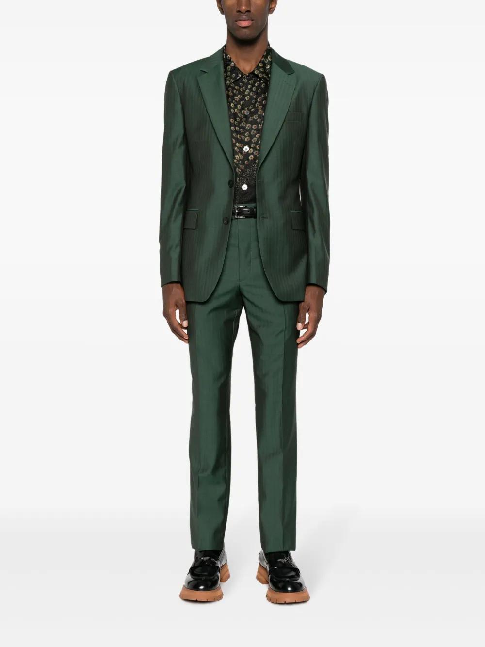 tonal-striped single-breasted virgin wool suit Product Image