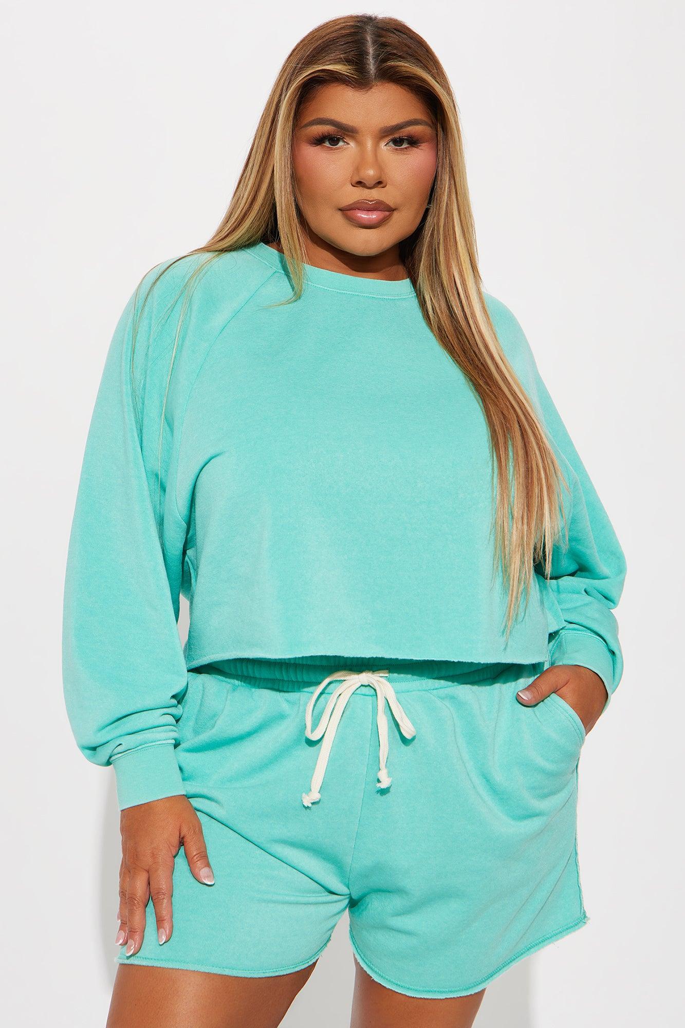 So Soft Washed Fleece Short Set - Turquoise Product Image