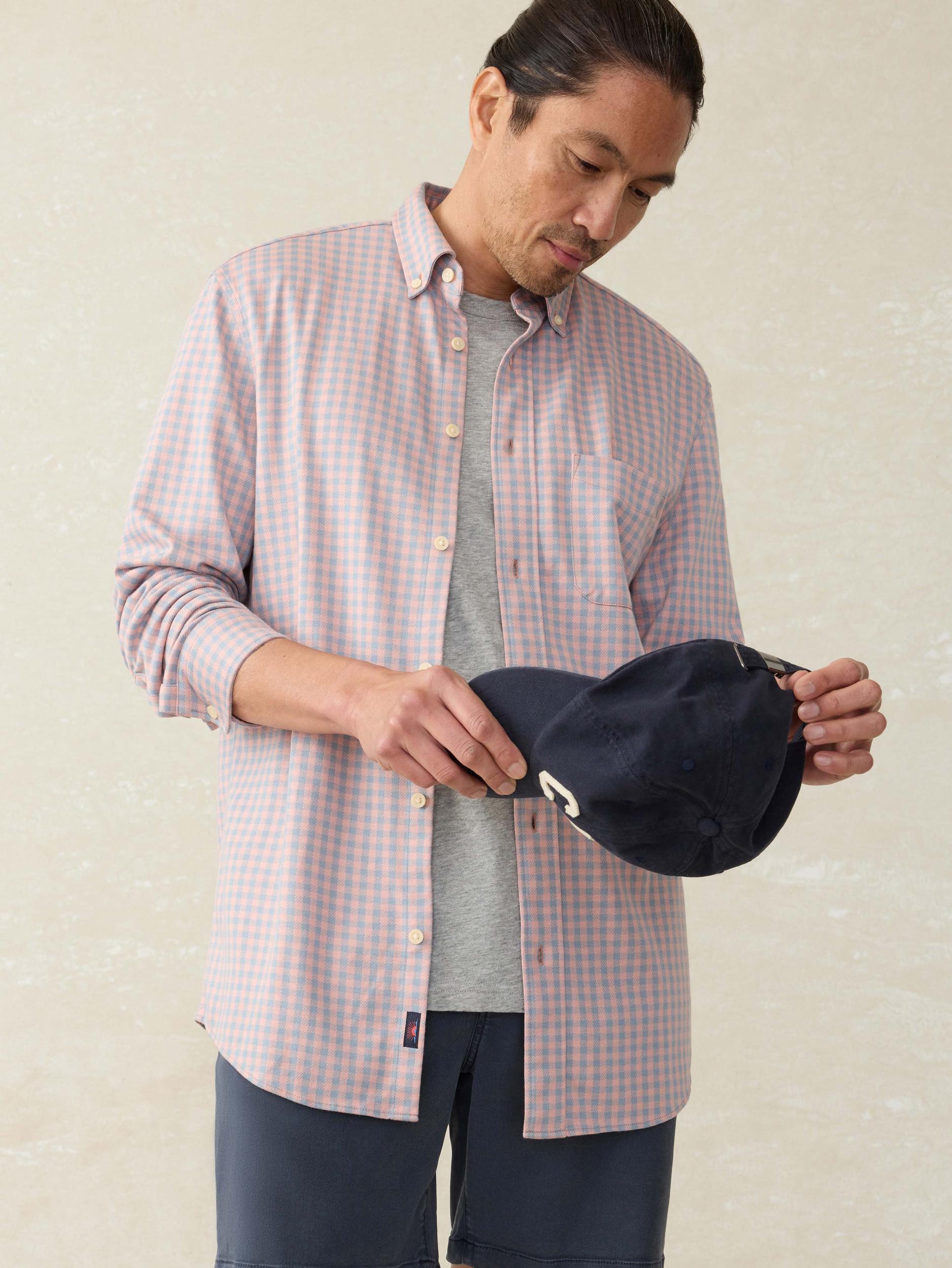 Coastline Knit Shirt - Blue Coral Gingham Product Image
