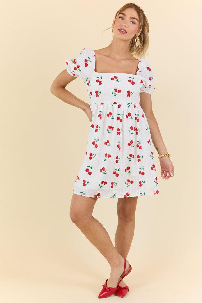 One Day At A Time Cherry Print Mini Dress FINAL SALE Product Image