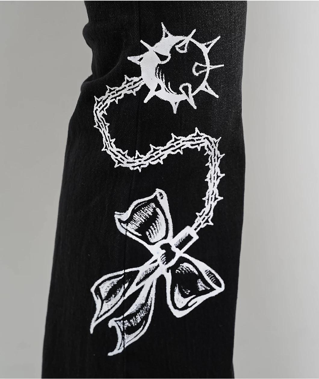 Empyre Glimmer Ozzy Black Wash Mid Rise Flare Jeans Product Image