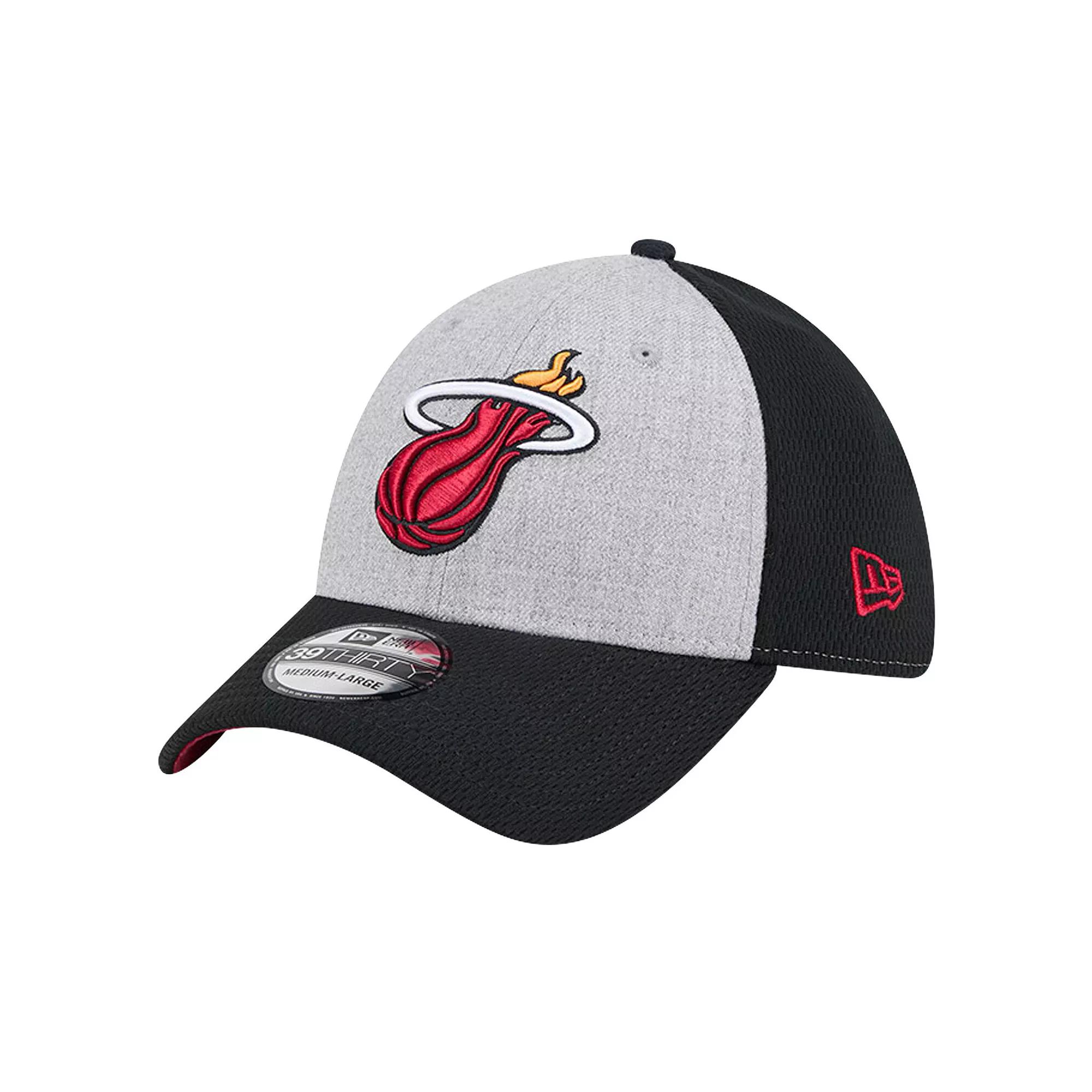 Men's New Era Heather Gray/Black Miami Heat Two-Tone 39THIRTY Flex Hat, Size: Large/XL, Grey Product Image