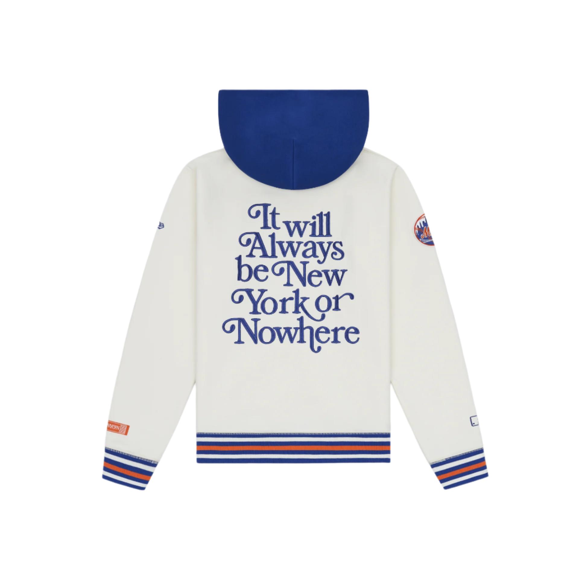New York or Nowhere x New York Mets Chrome White Motto Hoodie Male Product Image