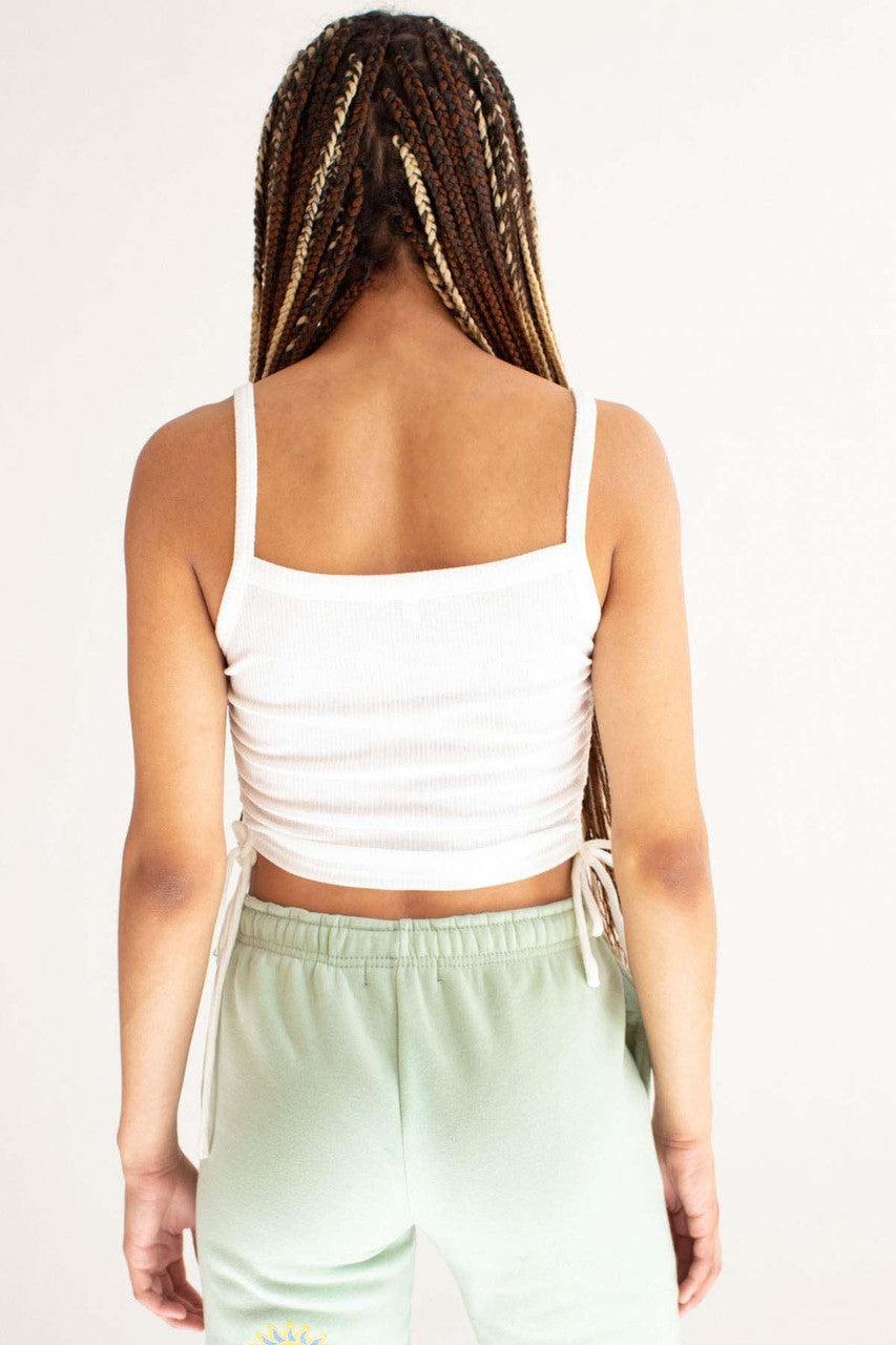 White Ruched Side Ribbed Cami Product Image