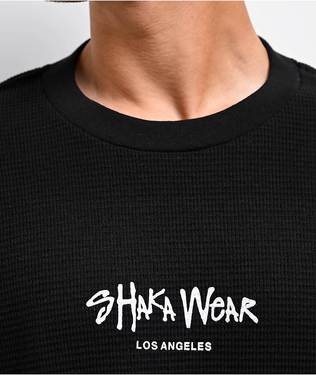 Shaka Wear Logo Black Heavyweight Long Sleeve Thermal T-Shirt Product Image