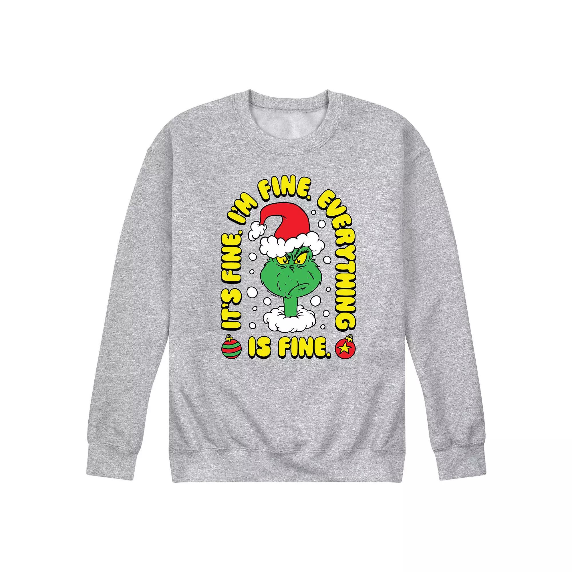 Men's Dr. Seuss The Grinch Everything Is Fine Fleece Sweatshirt,  Product Image