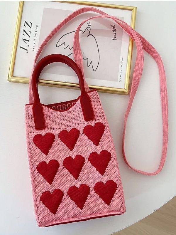 Heart Print Split-Joint Bags Crossbody Bags Handbags Product Image