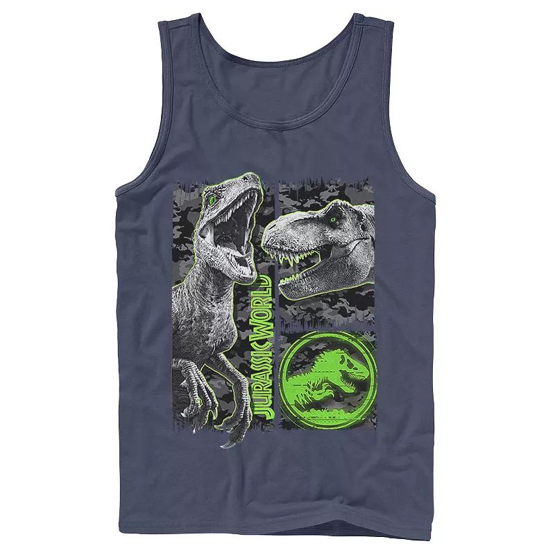 Men's Jurassic World Two Raptor T-Rex Camo Scratch Tank Top,  Product Image