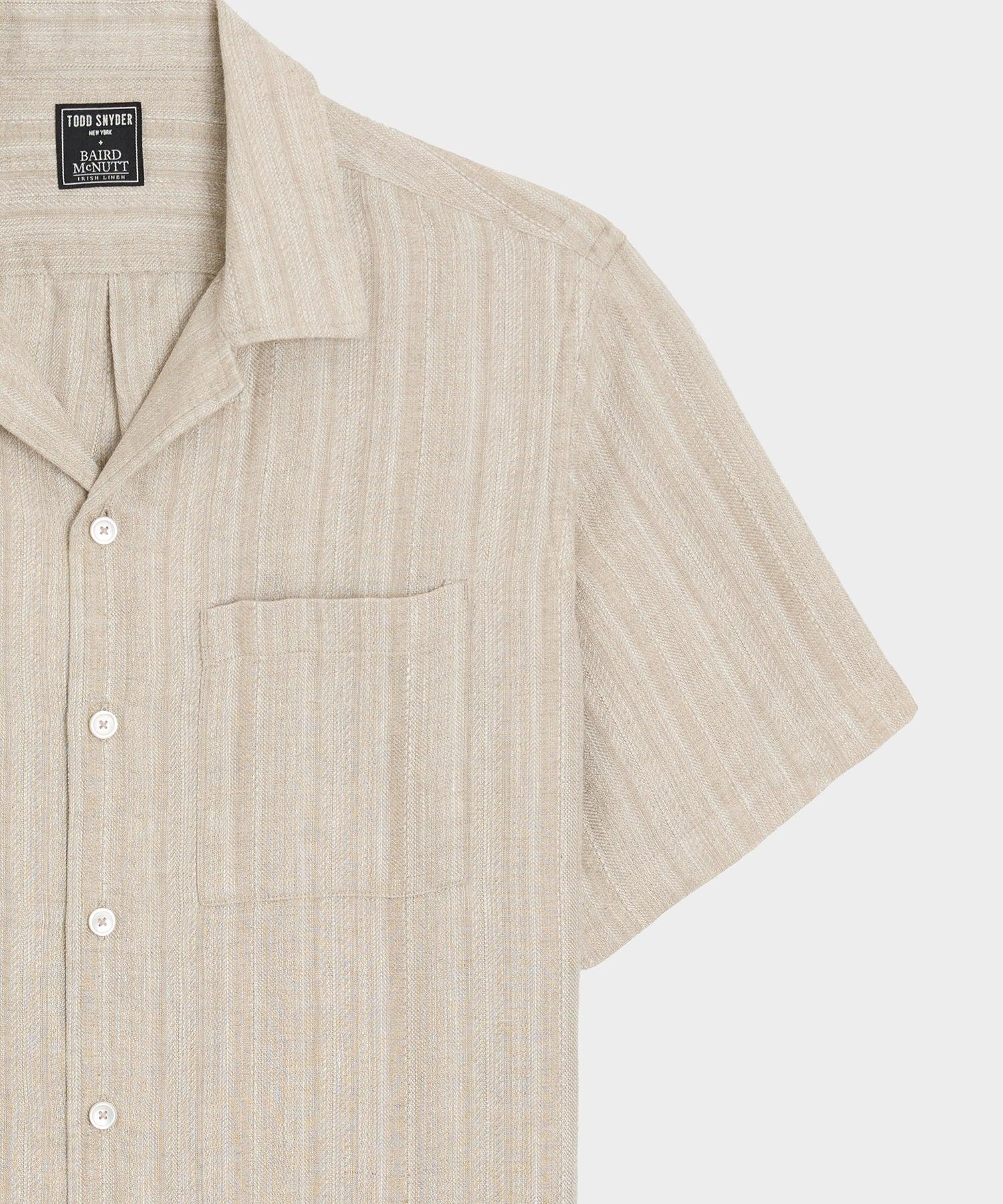 Textured Cropped Sea Soft Irish Linen Camp Collar Shirt Product Image