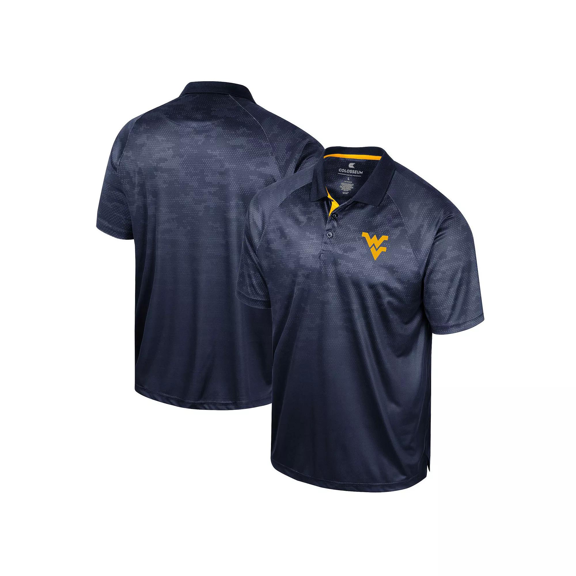 Men's Colosseum Navy West Virginia Mountaineers Honeycomb Raglan Polo, Size: Large, Blue Product Image