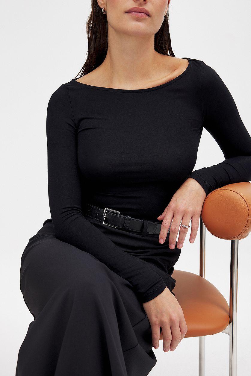 Boat Neck Long Sleeve Top Product Image