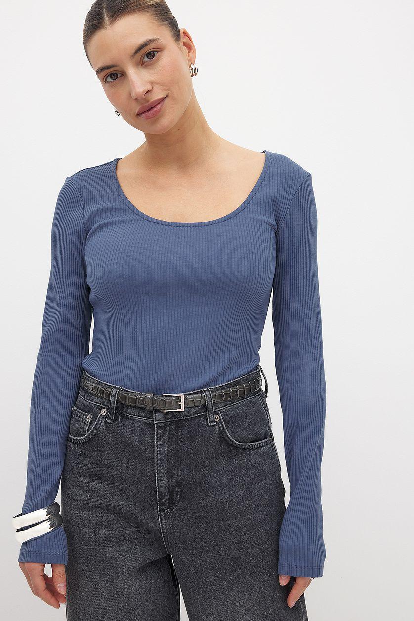 Scoop Neck Ribbed Top Product Image