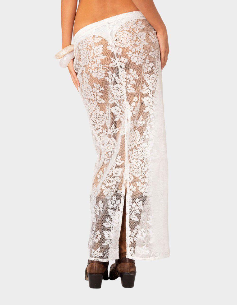EDIKTED Bess Sheer Lace Maxi Skirt - WHITE Product Image
