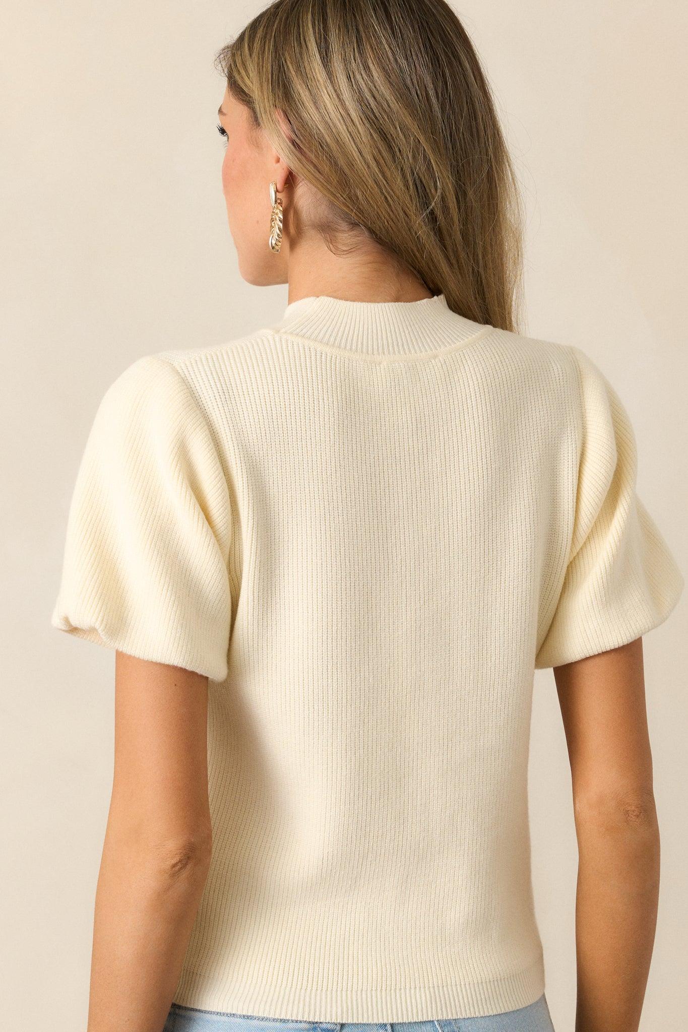 Busy Morning Ivory Short Sleeve Knit Top Product Image
