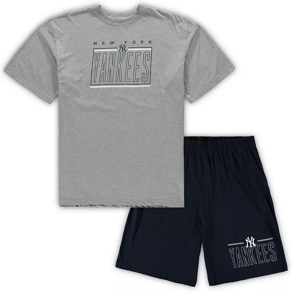 Men's Concepts Sport Heathered Gray/Navy New York Yankees Big & Tall T-Shirt & Shorts Sleep Set,  Product Image